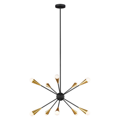 Feiss Jax Lampada a sospensione moderna in acciaio con 10 lampadine Colore: Nero