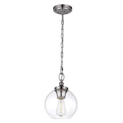 Feiss - Tabby - Lampada a sospensione moderna in acciaio con diffusore in vetro a boccia - Colore: Nichel - 1 Lampadina E27 60W - IP20 - SKU: FE-TABBY-P-S