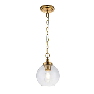 Feiss - Tabby - Lampada a sospensione moderna in acciaio con diffusore in vetro a boccia - Colore: Ottone - 1 Lampadina E27 60W - IP20 - SKU: FE-TABBY-P-S-BB