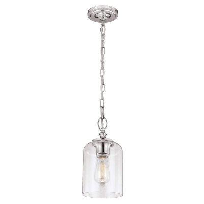 Feiss Hounslow Lampada a sospensione moderna in acciaio con diffusore in vetro a campana Colore: Nichel