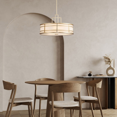 Feiss - Fusion - Lampada a sospensione moderna rotonda in acciaio con diffusore in vetro - Colore: Ottone - 3 Lampadine E27 60W - IP20 - SKU: FE-FUSION-P-L-PNBR