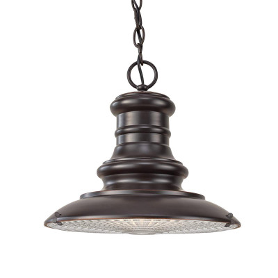 Feiss Redding Station Lampada a sospensione rustica per esterno in alluminio e diffusore in vetro Colore: Bronzo