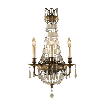 Feiss - Bellini - Lampada da parete classica in acciaio con diffusore in cristallo a 3 luci - Colore: Bronzo - 3 Lampadine E14 60W - IP20 - SKU: FE-BELLINI-W3