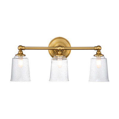 Feiss - Huguenot Lake - Lampada da parete in acciaio con 3 diffusori in vetro luce a LED G9 - Colore: Ottone - 3 Lampadine G9 3W - IP44 - SKU: FE-HUGOLAKE3BATH-BB
