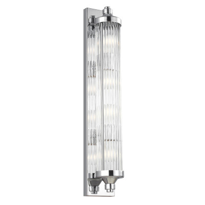 Feiss - Paulson - Lampada da parete lineare in acciaio con diffusore in vetro a LED a 4 luci G9 - Colore: Cromato - 4 Lampadine G9 3W - IP44 - SKU: FE-PAULSON-W4
