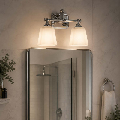 Feiss Concord Lampada da parete per bagno con 2 diffusori in vetro con lampadina LED G9 Colore: Cromato