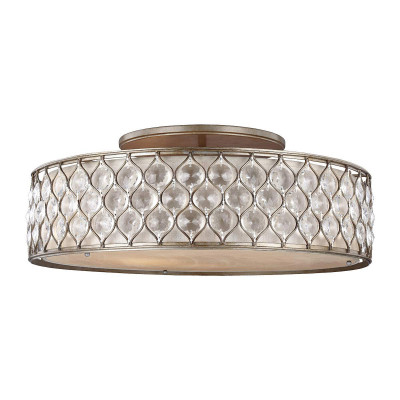 Feiss - Lucia - Lampada da soffitto grande in acciaio e diffusore in vetro dal design moderno - Colore: Argento - 6 Lampadine E27 60W - SKU: FE-LUCIA-6SF-L