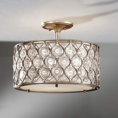 Feiss - Lucia - Lampada da soffitto media in acciaio e diffusore in vetro dal design moderno - Colore: Argento - 3 Lampadine E27 60W - IP20 - SKU: FE-LUCIA-SF