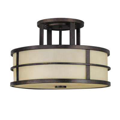 Feiss - Fusion - Lampada da soffitto moderna rotonda in acciaio con diffusore in vetro - Colore: Bronzo - 3 Lampadine E27 60W - IP20 - SKU: FE-FUSION-SF