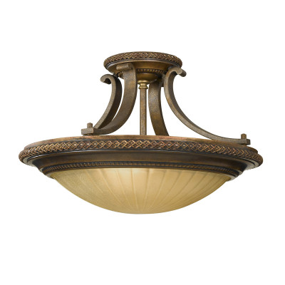 Feiss - Kelham Hall - Lampada da soffitto rotonda classica in acciaio con diffusore in vetro 2 luci - Colore: Bronzo - 2 Lampadine E27 60W - IP20 - SKU: FE-KELHAM-HALL-SF