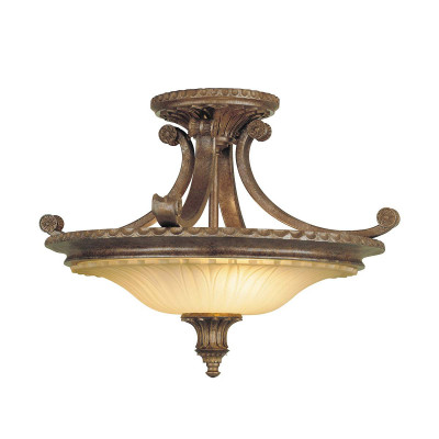 Feiss - Stirling Castle - Lampada da soffitto rotonda in acciaio con diffusore in vetro con 2 lampadine - Colore: Bronzo - 2 Lampadine E27 60W - IP20 - SKU: FE-STIRLING-CASTLESF