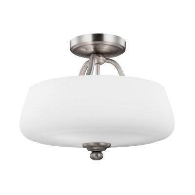 Feiss - Vintner - Lampada da soffitto rotonda in acciaio con diffusore in vetro con 3 lampadine - Colore: Nichel - 3 Lampadine E27 60W - IP20 - SKU: FE-VINTNER-SF