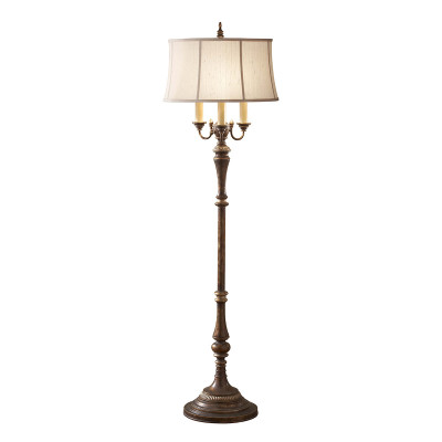 Feiss - Gibson - Lampada da terra in acciaio con paralume grande in tessuto a 3 luci - Colore: Bronzo - 4 Lampadine E27 60W - IP20 - SKU: FE-GIBSON-FL