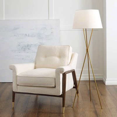 Feiss - Penny - Lampada da terra moderna con struttura in acciaio e paralume i tessuto - 1 Lampadina E27 60W - IP20 - SKU: FE-PENNY-FL