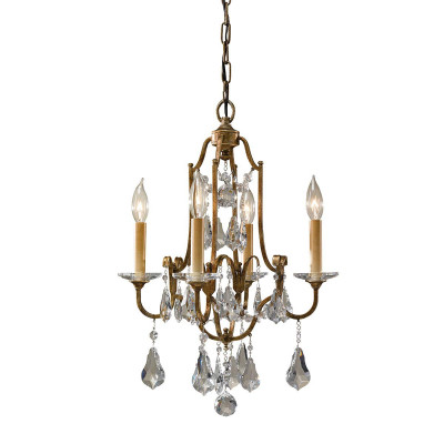 Feiss - Valentina - Lampadario classico con struttura in acciaio e 4 diffusori e dettagli in vetro - Colore: Bronzo - 4 Lampadine E14 60W - IP20 - SKU: FE-VALENTINA4