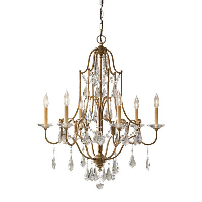 Feiss - Valentina - Lampadario classico con struttura in acciaio e 6 diffusori e dettagli in vetro - Colore: Bronzo - 6 Lampadine E14 60W - IP20 - SKU: FE-VALENTINA6