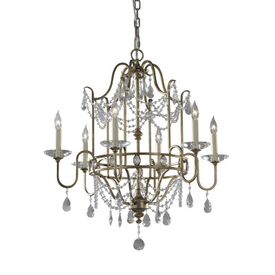 Feiss - Gianna - Lampadario gigante classico in acciaio e cristallo con 6 luci senza paralumi - Colore: Argento - 6 Lampadine E14 60W - IP20 - SKU: FE-GIANNA6