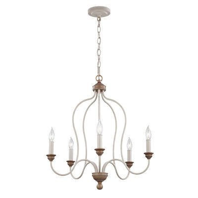 Feiss - Hartsville - Lampadario grande in acciaio dallo stile classico con 5 lampadine - Colore: Bianco Marmo - 5 Lampadine E14 60W - IP20 - SKU: FE-HARTSVILLE5