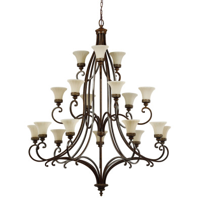 Feiss - Drawing Room - Lampadario grande per salotto in stile classico con 18 diffusori in vetro - Colore: Bronzo - 18 Lampadine E27 100W - IP20 - SKU: FE-DRAWING-ROOM18
