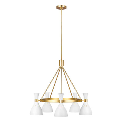 Feiss - Joan - Lampadario moderno in acciaio altezza regolabile con 5 diffusori in acciaio - Colore: Bianco - 5 Lampadine - E27 - 60W - IP20 - SKU: FE-JOAN5-MW