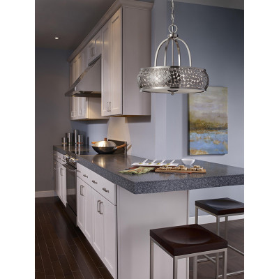 Feiss - Zara - Lampadario moderno in acciaio con diffusore rotondo in vetro a 4 luci - Colore: Acciaio - 4 Lampadine E27 60W - IP20 - SKU: FE-ZARA4