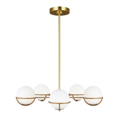 Feiss - Apollo - Lampadario moderno struttura in acciaio con 5 diffusori in vetro a boccia - 5 Lampadine G9 3W - IP20 - SKU: FE-APOLLO5