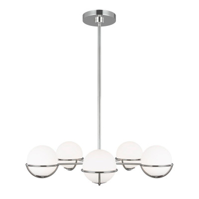 Feiss - Apollo - Lampadario moderno struttura in acciaio con 5 diffusori in vetro a boccia - Colore: Nichel - 5 Lampadine - G9 - 3W - IP20 - SKU: FE-APOLLO5-PN