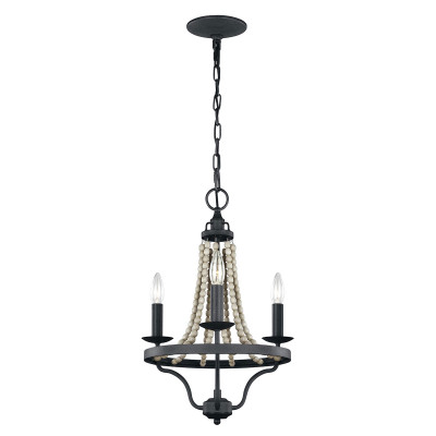 Feiss - Nori - Lampadario piccolo classico in acciaio con dettagli in legno a 3 luci - Colore: Ruggine - 3 Lampadine E14 40W - IP20 - SKU: FE-NORI3-DWZ