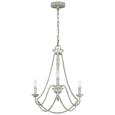 Feiss - Maryville - Lampadario piccolo classico in acciaio e strass in legno con 3 luci - Colore: Grigio Chiaro - 3 Lampadine E14 60W - IP20 - SKU: FE-MARYVILLE3
