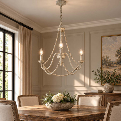 Feiss Maryville Lampadario piccolo classico in acciaio e strass in legno con 3 luci Colore: Grigio Chiaro