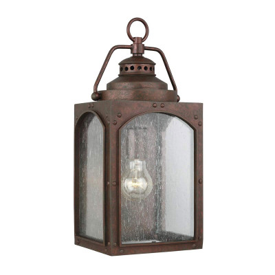 Feiss - Randhurst - Lantera media da esterno dal design rustico in resina con diffusore in vetro - Colore: Ruggine - 1 Lampadina E27 60W - IP44 - SKU: FE-RANDHURST-M-CO