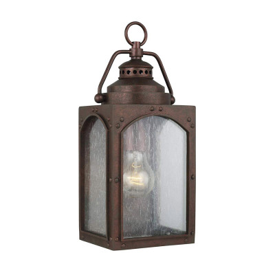 Feiss - Randhurst - Lantera piccola da esterno dal design rustico in resina con diffusore in vetro - Colore: Ruggine - 1 Lampadina E27 60W - IP44 - SKU: FE-RANDHURST-S-CO