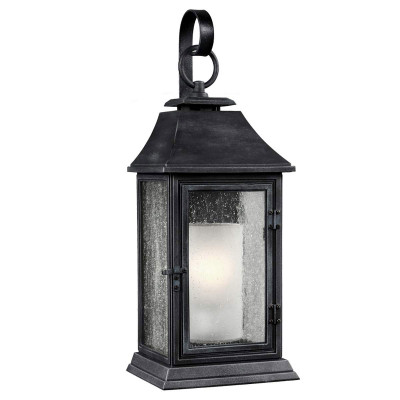 Feiss - Shepherd - Lanterana rustica da esterno grande in resina e diffusore in vetro - Colore: Grafite - 1 Lampadina E27 75W - IP44 - SKU: FE-SHEPHERD-2L