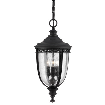 Feiss - English Bridle - Lanterna a catena grande in acciaio diffusore rustico in vetro a 3 luci - 3 Lampadine E14 60W - IP44 - SKU: FE-EB8-L
