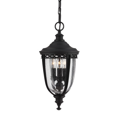 Feiss - English Bridle - Lanterna a catena media in acciaio diffusore rustico in vetro a 3 luci - 3 Lampadine E14 60W - IP44 - SKU: FE-EB8-M