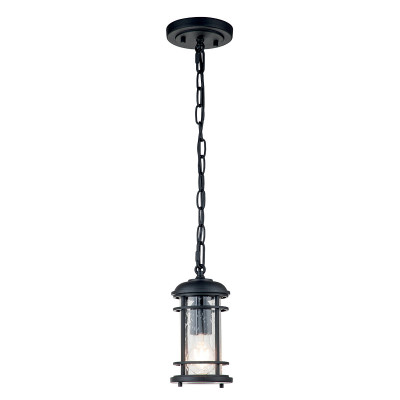 Feiss - Lighthouse - Lanterna a catena piccola in acciaio con diffusore in vetro a 1 luce - Colore: Nero - 1 Lampadina E27 60W - IP44 - SKU: FE-LIGHTHOUSE8-S-BLK