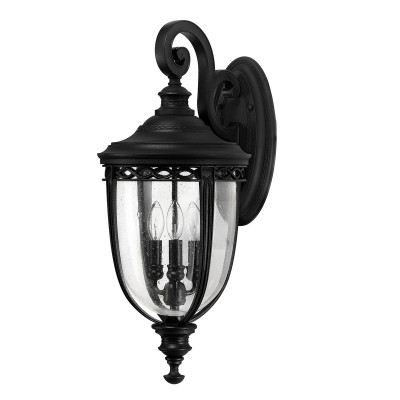 Feiss - English Bridle - Lanterna da parete grande in acciaio diffusore rustico in vetro a 3 luci - 3 Lampadine E14 60W - IP44 - SKU: FE-EB2-L