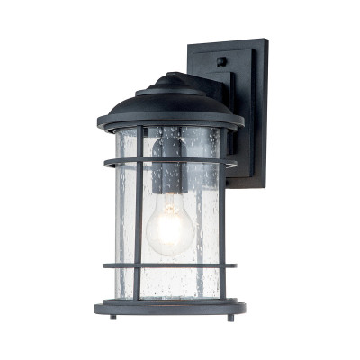 Feiss - Lighthouse - Lanterna da parete media in acciaio con diffusore in vetro a 1 luce - Colore: Nero - 1 Lampadina E27 60W - IP44 - SKU: FE-LIGHTHOUSE2-M-BLK