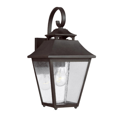 Feiss - Galena - Lanterna da parete media in acciaio e diffusore rustico in vetro a 1 luce - Colore: Grigio Scuro - 1 Lampadina E27 60W - IP44 - SKU: FE-GALENA2-M-SBL
