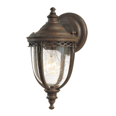 Feiss English Bridle Lanterna da parete piccola in acciaio diffusore rustico in vetro a 1 luce Colore: Bronzo