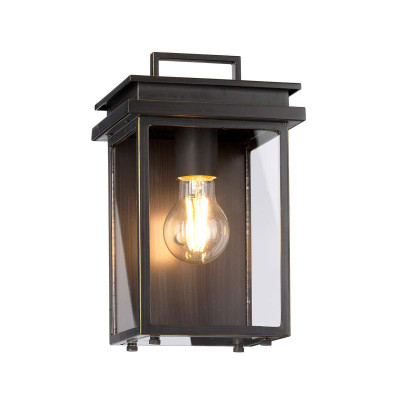Feiss - Glenview - Lanterna da parete piccola per esterno in alluminio e diffusore in vetro - Colore: Bronzo - 1 Lampadina E27 60W - IP44 - SKU: FE-GLENVIEW-S