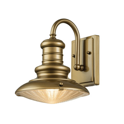 Feiss Redding Station Lanterna da parete rustica piccola per esterno in alluminio e diffusore in vetro Colore: Ottone