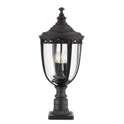 Feiss - English Bridle - Lampioncino da giardino grande in acciaio diffusore rustico in vetro a 3 luci - 3 Lampadine E14 60W - IP44 - SKU: FE-EB3-L
