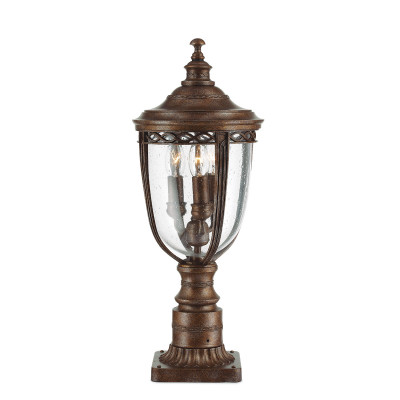 Feiss English Bridle Lampioncino da giardino da terra medio in acciaio diffusore in vetro a 3 luci Colore: Bronzo
