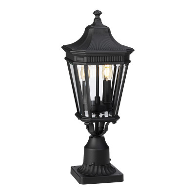 Feiss - Cotswold Lane - Lampioncino da giardion medio rustico in alluminio diffusore in vetro a 3 luci - Colore: Nero - 2 Lampadine E14 60W - IP44 - SKU: FE-COTSLN3-M-BK