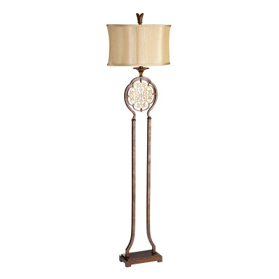 Feiss - Marcella - Piantana rustica in acciaio con diffusore ovale in tessuto a 1 luce - Colore: Bronzo - 1 Lampadina E27 1W - IP20 - SKU: FE-MARCELLA-FL