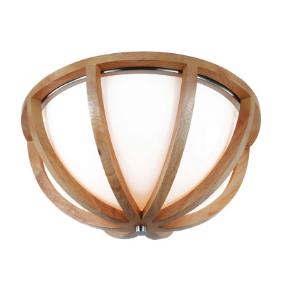 Feiss - Allier - Plafoniera a soffitto rustica con diffusore in legno di quercia e vetro a 2 Luci - Colore: Legno - 2 Lampadine E27 60W - IP20 - SKU: FE-ALLIER-F-LW