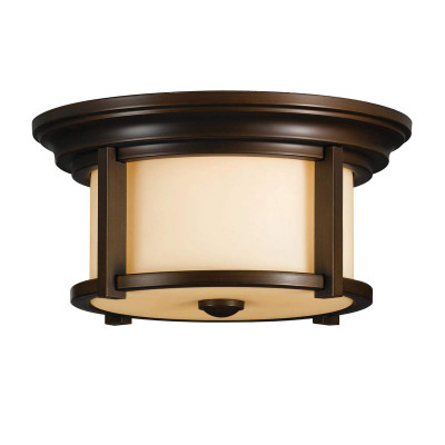 Feiss - Merrill - Plafoniera da esterno con struttura in alluminio e diffusore in vetro opalino - Colore: Bronzo - 2 Lampadine E27 60W - IP44 - SKU: FE-MERRILL-F