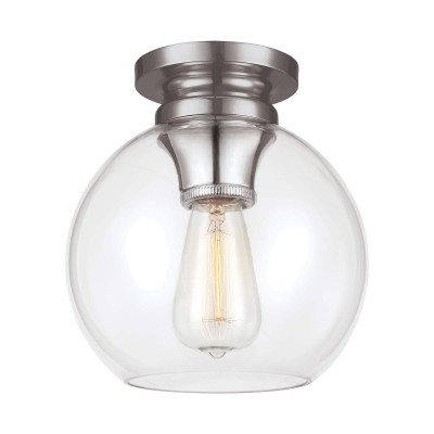 Feiss - Tabby - Plafoniera moderna con struttura in acciaio con diffusore in vetro a boccia - Colore: Nichel - 1 Lampadina - E27 - 60W - IP20 - SKU: FE-TABBY-F-PN