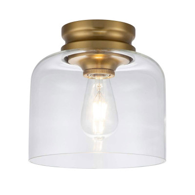 Feiss - Hounslow - Plafoniera moderna con struttura in acciaio con diffusore in vetro a campana - Colore: Ottone - 1 Lampadina - E27 - 60W - IP20 - SKU: FE-HOUNSLOW-F-BB